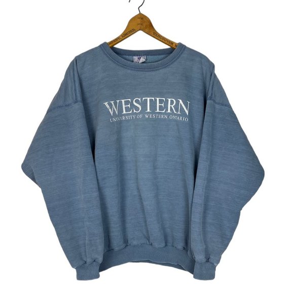 Vintage Tops - VINTAGE 90s Western University Stonewash Crewneck Sweatshirt
